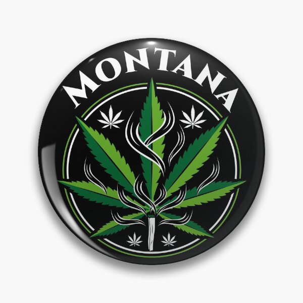 Aperçu de l'œuvre Sticker Rond Feuille de Ganja d'herbe médicale de cannabis légal du Montana des États-Unis créée et vendue par NoMatterLab.