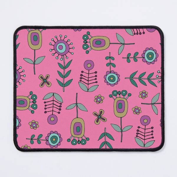 Item preview, Blue flowers on acid pink. Ethnic print. designed and sold by Olga81creative.