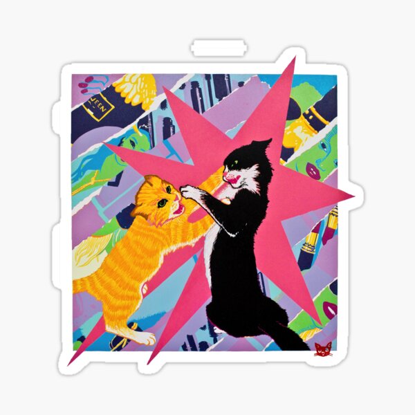 Fighting Cats Sticker