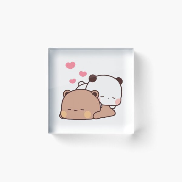 Panda And Brownie Bear Couple Acrylic Block