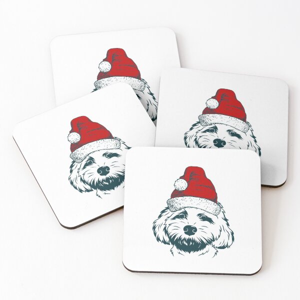 Item preview, Christmas Labradoodle Portrait Sketch : Labradoodle with red Santa hat designed and sold by HappyNoireArt.