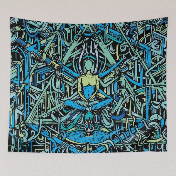 Item preview, Hexagonal Layers of Reality | Blue Psychedelic Art designed and sold by Trippinink-.