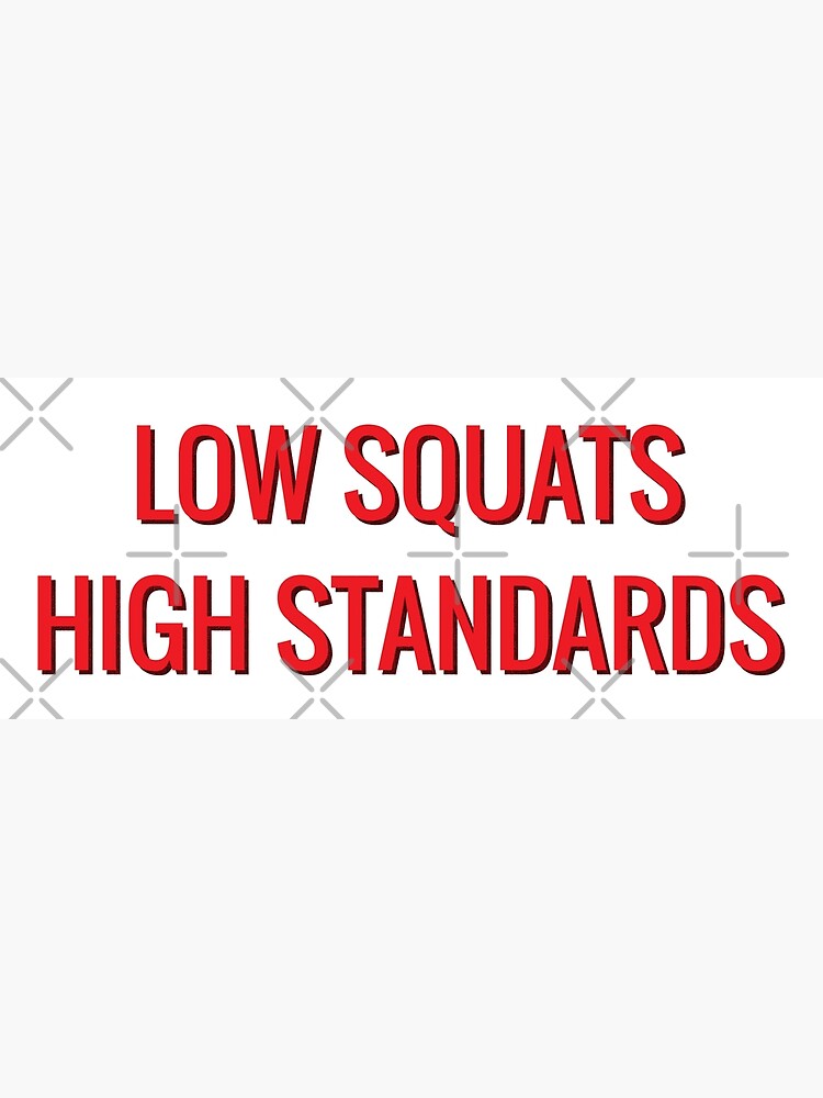 Low Squats High Standards Funny Workout Poster For Sale By Motivationaltee Redbubble 