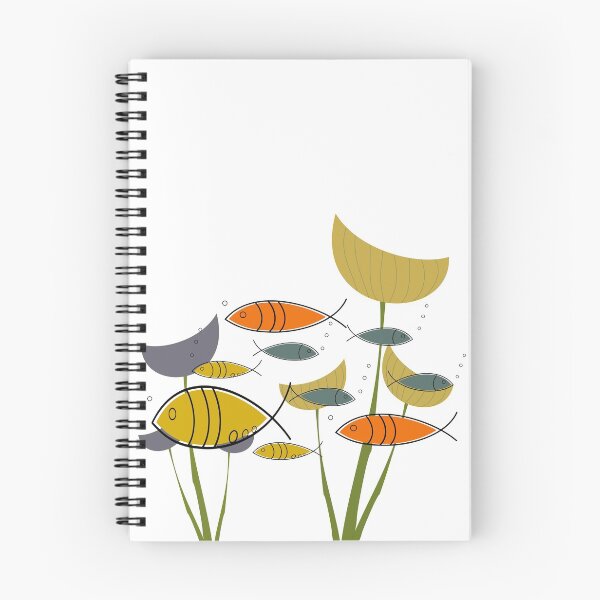 Item preview, Mid Century Modern Swimming Fish and Water Plants Illustration designed and sold by Itaya Art.