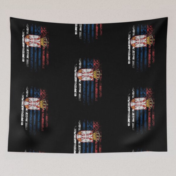 Item preview, Serbia and America Flag Combo Distressed Design designed and sold by ockshirts.