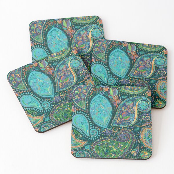 Item preview, Paisley vintage floral greens and blues designed and sold by Athena Milonas.