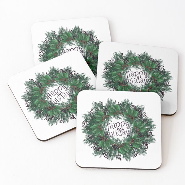 Item preview, Christmas Wreath | Happy Holidays! | Berries and Holly by Cherie(c)2021 designed and sold by CheriesArt.