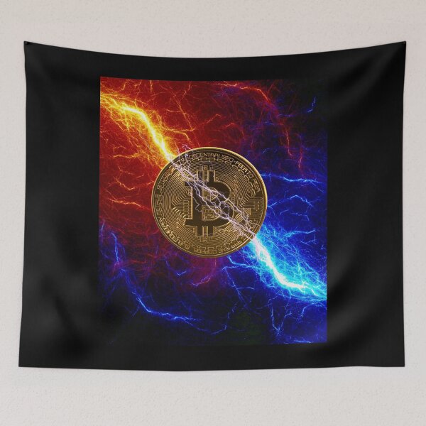 Item preview, Bitcoin crypto blue and red electricity design designed and sold by Digital360World.
