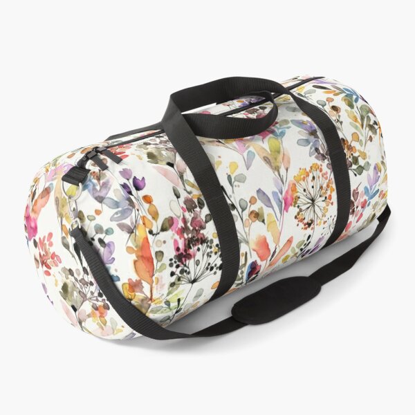 Wild Flowers and Plants Watercolor - Wild Nature Botanical Print Duffle Bag