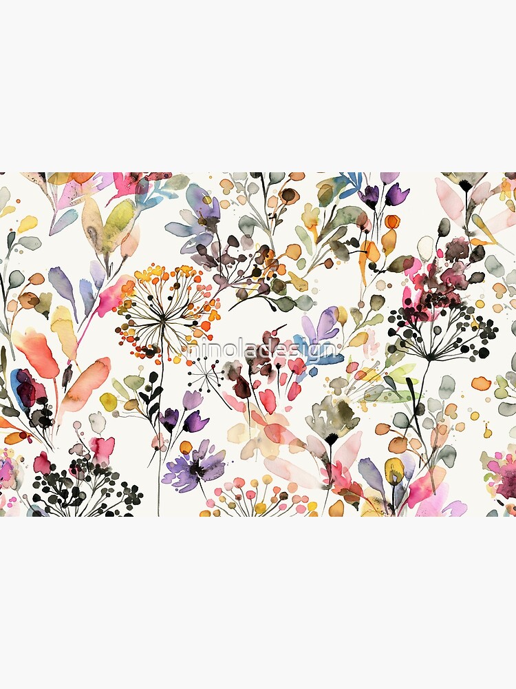 Wild Flowers and Plants Watercolor - Wild Nature Botanical Print by ninoladesign