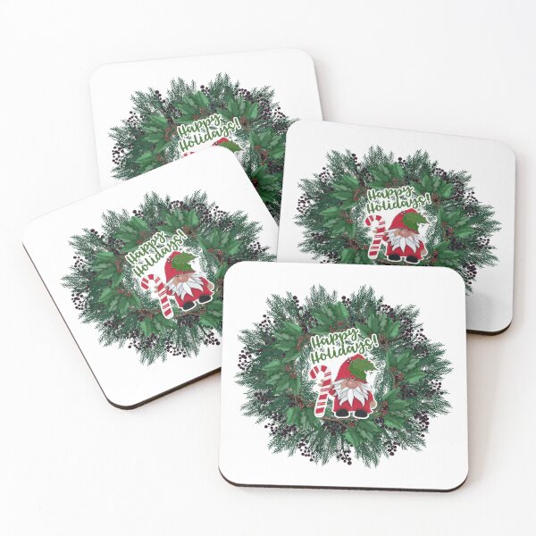 Item preview, Christmas Wreath | Happy Holidays! Gnome | Berries and Holly by Cherie(c)2021 designed and sold by CheriesArt.