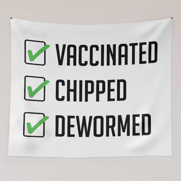 Item preview, Vaccinated Chipped Dewormed designed and sold by FunFoxDesign.