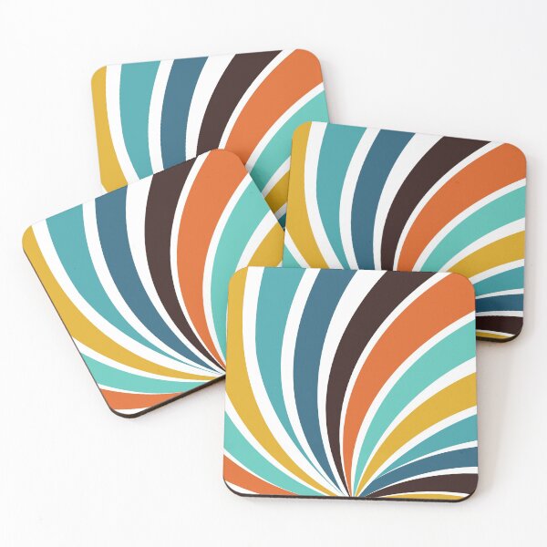 Item preview, Classic Retro Stripes Abstract Geometrical Pattern. Blue, Teal, Orange, Yellow, Black and White Stripes designed and sold by silviaol.