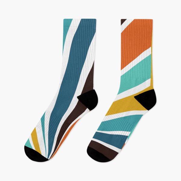 Item preview, Classic Retro Stripes Abstract Geometrical Pattern. Blue, Teal, Orange, Yellow, Black and White Stripes designed and sold by silviaol.