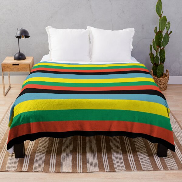 Item preview, Vibrant Classic Retro Stripes Abstract Geometrical Pattern. Blue, Green, Red, Yellow, Black Stripes designed and sold by silviaol.