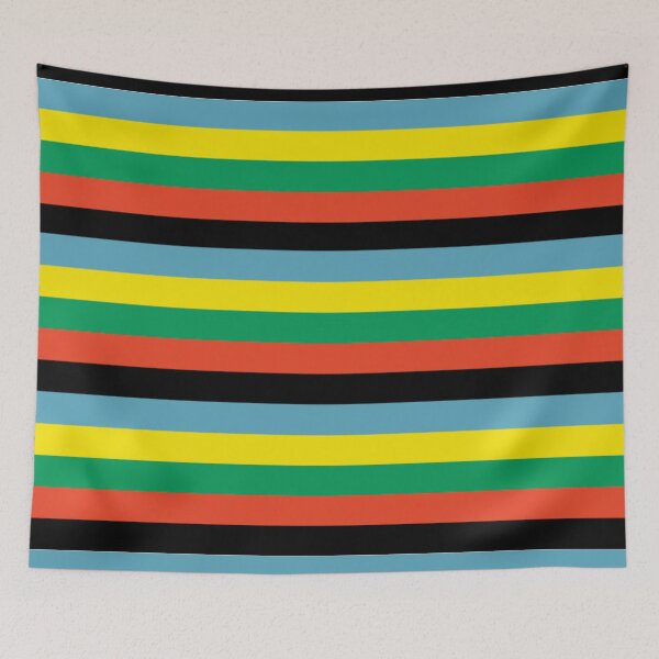 Item preview, Vibrant Classic Retro Stripes Abstract Geometrical Pattern. Blue, Green, Red, Yellow, Black Stripes designed and sold by silviaol.