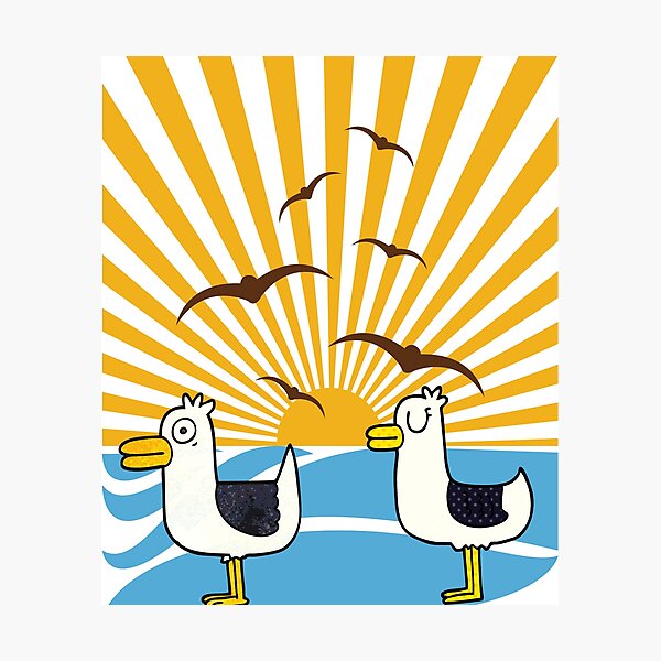 Item preview, Reto Sunset Silver Gull designed and sold by Amirebdesign.