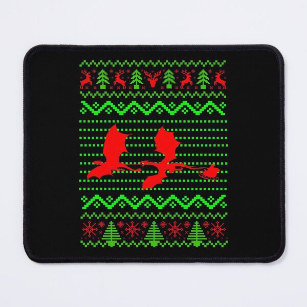 Artikelvorschau, Drachen, die den Schlitten des Weihnachtsmanns ziehen, rot und grün, Weihnachtsdrachenmuster entworfen und verkauft von ACC .