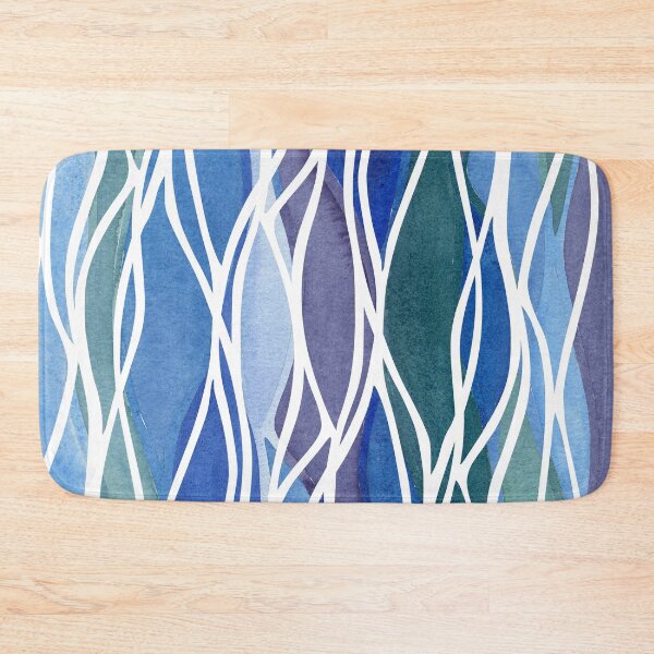 Item preview, Teal Blue White Waves Waterfall Watercolor Batik Style II designed and sold by Irina Sztukowski.