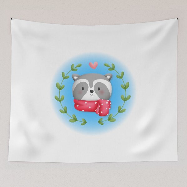 Item preview, Cute Raccoon in a Red Scarf designed and sold by JanesCreations.