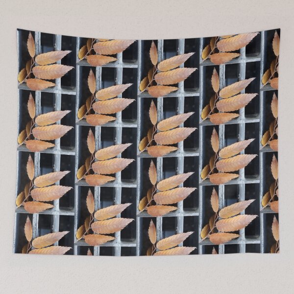 Item preview, Balanced: Leaves fallen on a city grate designed and sold by Jeanne Kramer-Smyth.