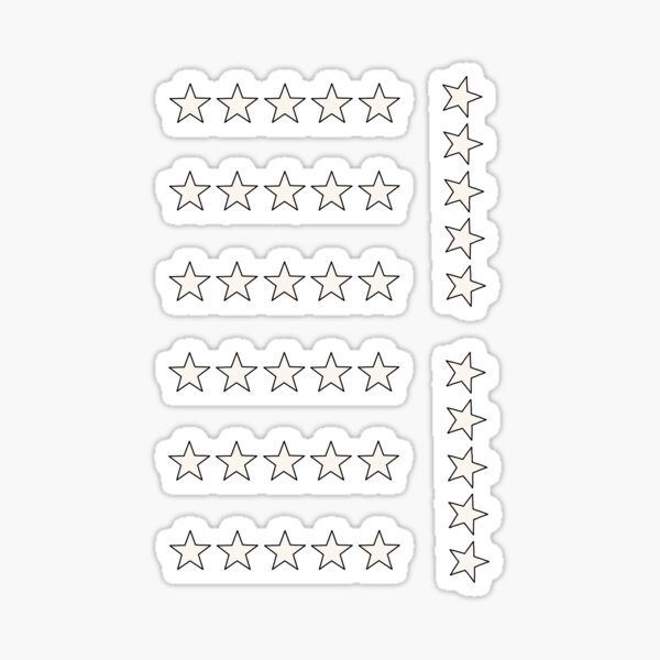 Blank Star Rating Sticker Sheet Color in 5-star Rating Reading