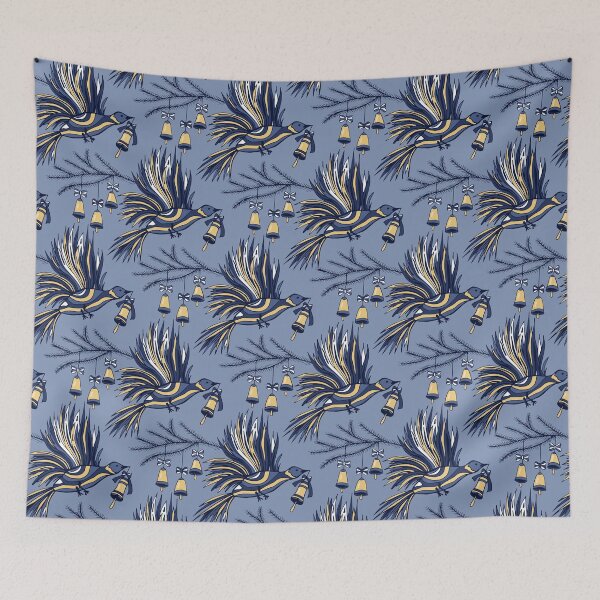 Item preview, Christmas Dove with Golden Jingle Bells Seamless Pattern designed and sold by Trinket-Trickster.
