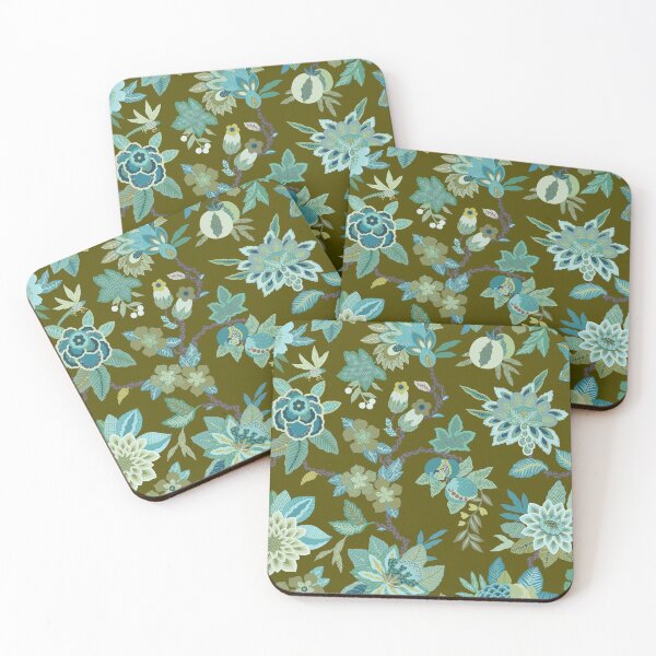 Item preview, Jacobean Floral - Olive designed and sold by Sarah Thorpe Designs .
