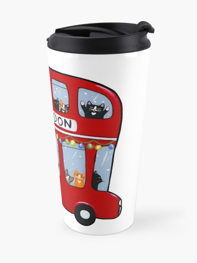 Alternate view of Double Decker Bus Christmas Cats Travel Coffee Mug