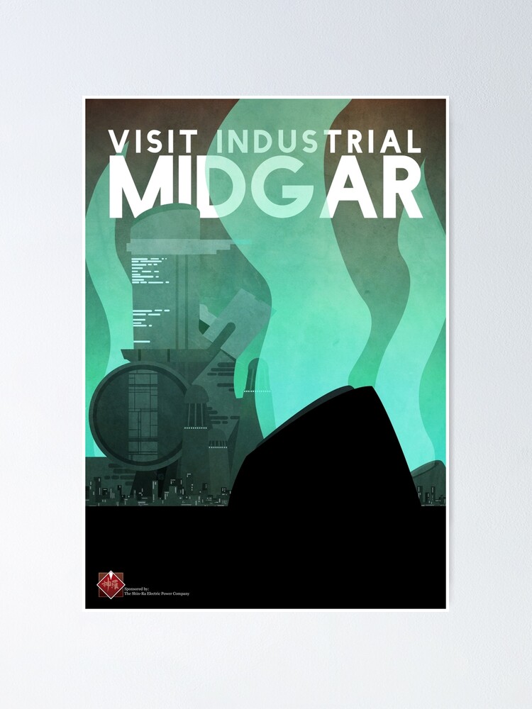 Thumbnail 1 of 3, Poster, Midgar Travel Poster designed and sold by fribbulusxax.
