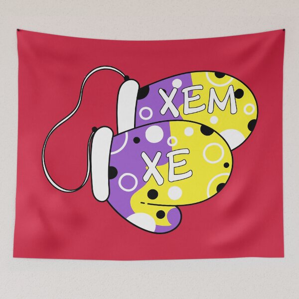 Item preview, Nonbinary Pride Pronoun Mittens Xe/Xem designed and sold by BiOurPride.