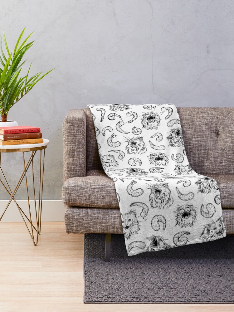 Alternate view of Shrimpy Dreamz, Thurston the Cat Pattern Throw Blanket