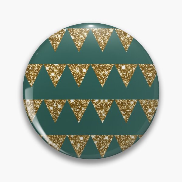 Item preview, Gold Glitter Triangle Flags on Green Background Seamless Pattern designed and sold by Trinket-Trickster.