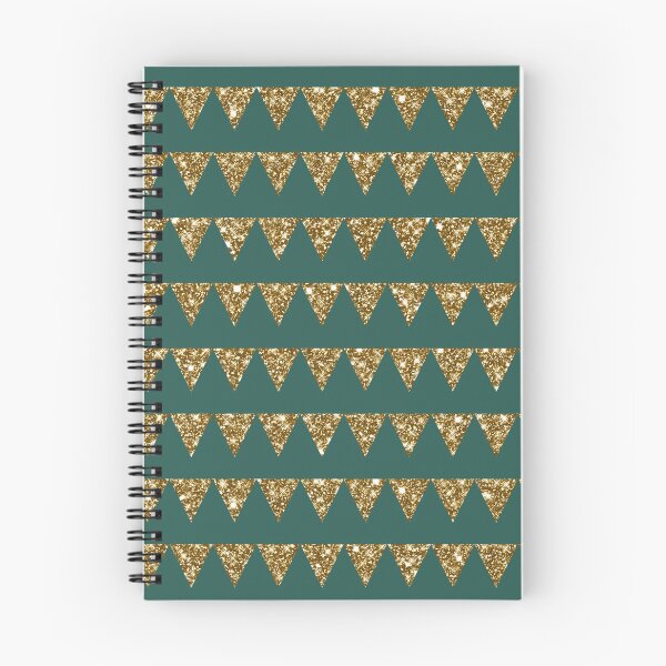 Item preview, Gold Glitter Triangle Flags on Green Background Seamless Pattern designed and sold by Trinket-Trickster.