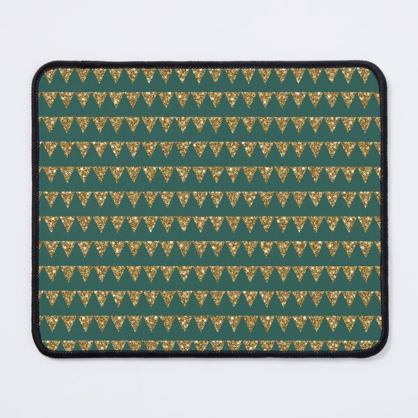 Item preview, Gold Glitter Triangle Flags on Green Background Seamless Pattern designed and sold by Trinket-Trickster.
