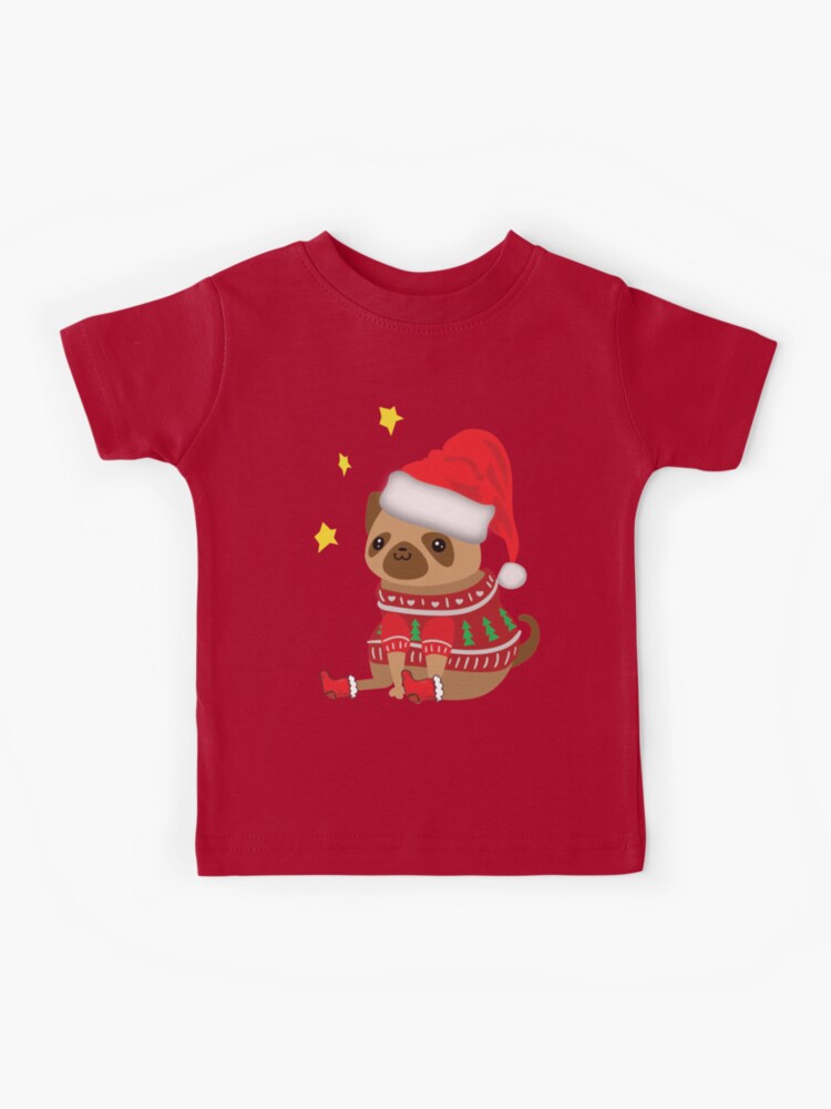 Cute Pug in ugly Christmas sweater - funny Christmas t-shirt and
