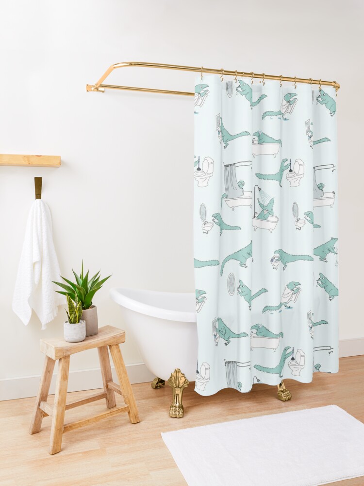 Alternate view of Bathroom Dinosaur Pattern Shower Curtain