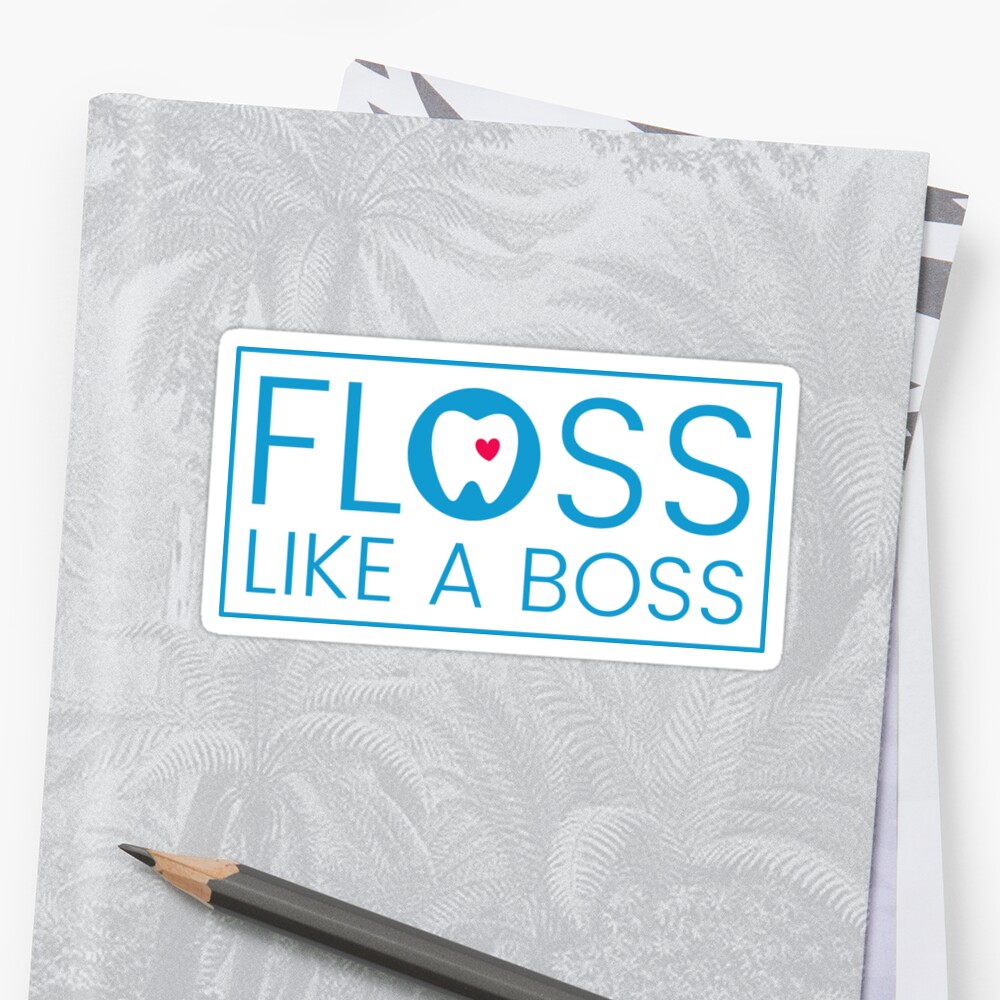 Download "Floss like a boss - tooth with heart logo" Sticker by ...