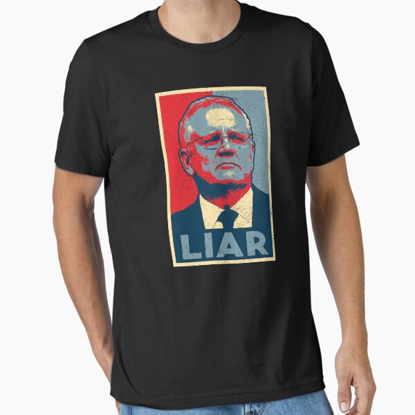 Vista previa del artículo con la obra «MENTIROSO Scott Morrison [Diseño gastado]», diseñado y vendido por politicalamity.