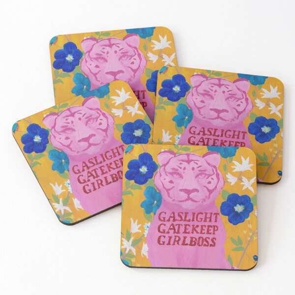 Item preview, Gaslight Gatekeep Girlboss Pink Tiger designed and sold by Kris Orion Rose.