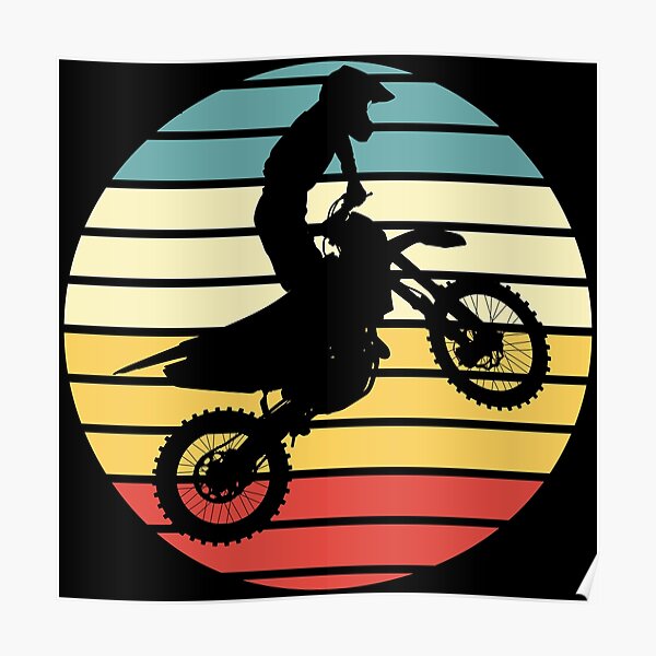 Dirt Bike Silhouette Vintage Sonnenuntergang Poster