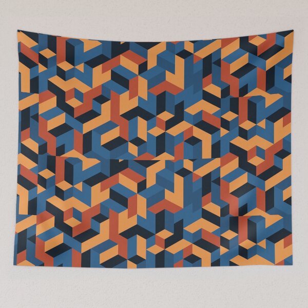 Item preview, Orange Dark Blue Geometric pattern designed and sold by BiancaNameera.