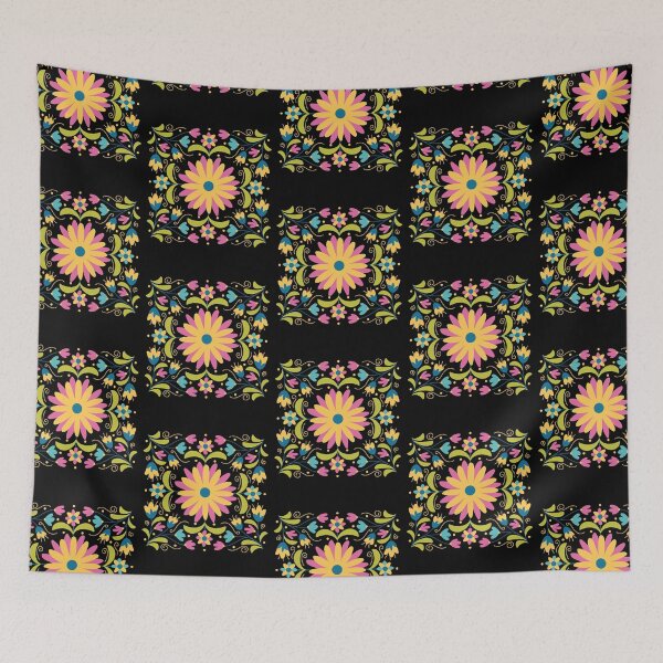 Item preview, Flower Pattern Yellow Blue Pink Flowers with Green Leaves  - by Boo-da-chay designed and sold by Boo-da-chay.