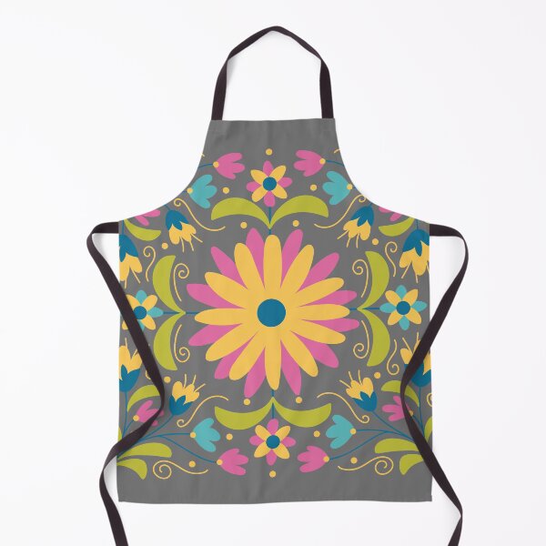 Item preview, Flower Pattern Yellow Blue Pink Flowers with Green Leaves on Grey - by Boo-da-chay designed and sold by Boo-da-chay.