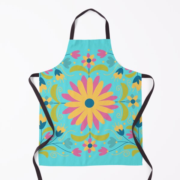 Item preview, Flower Pattern Yellow Blue Pink Flowers with Green Leaves on Turquoise - by Boo-da-chay designed and sold by Boo-da-chay.