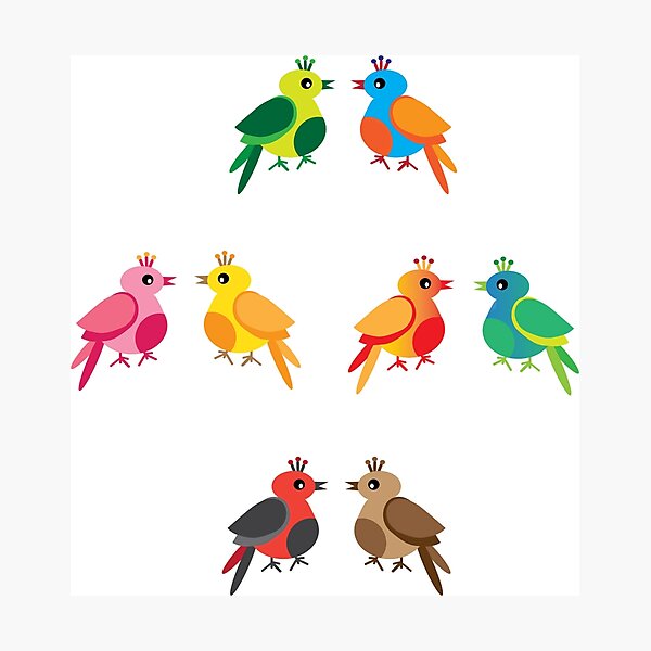 Item preview, Stylized colorful birds characters designed and sold by greengoodnich.