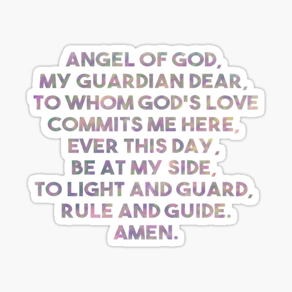 guardian-angel-prayer-sticker-for-sale-by-thecatholiclady-redbubble for Free Printable Angel Of God Prayer Guardian Angel Prayer