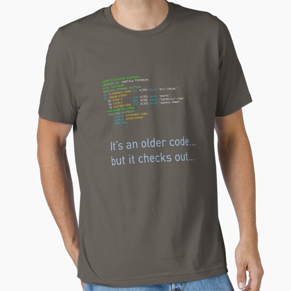 Vista previa del artículo con la obra «Código antiguo», diseñado y vendido por Geek Casuals.