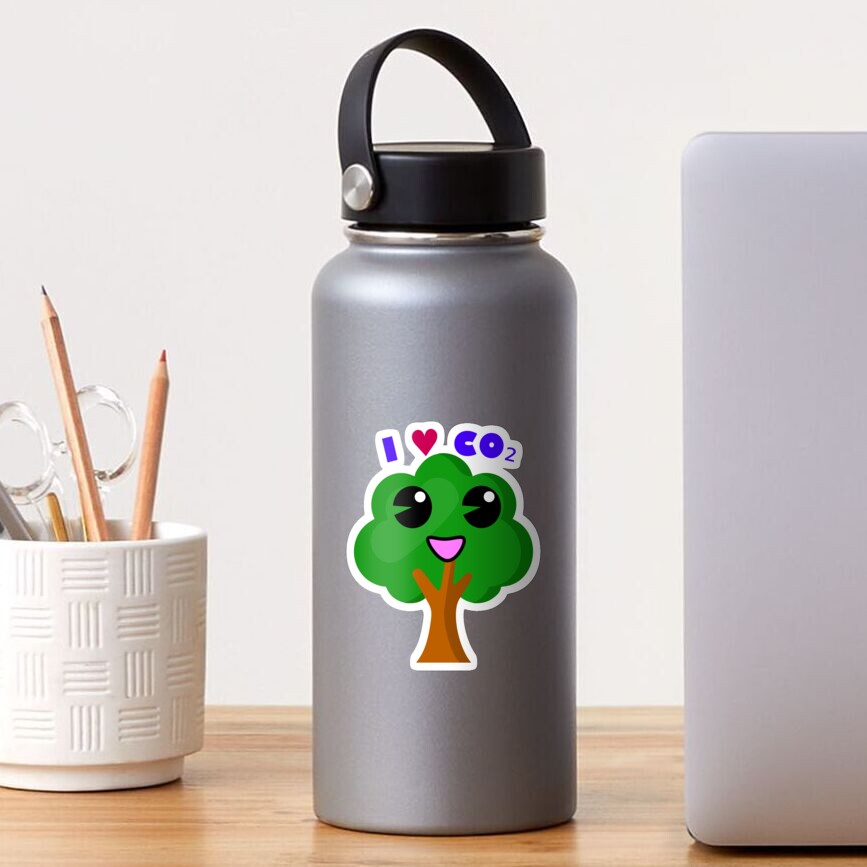 "Cute tree says I Love CO2" Sticker for Sale by Lowtech Redbubble