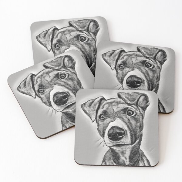 Item preview, Lurcher puppy, black and white drawing designed and sold by LizTodd.
